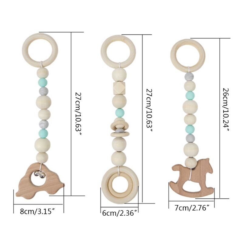 3 Pcs/Set Nordic Baby Gym Frame Game Pendants Sensory Nursery Ring-Pull Toy Wooden Clothes Rack Kids Room Decoration