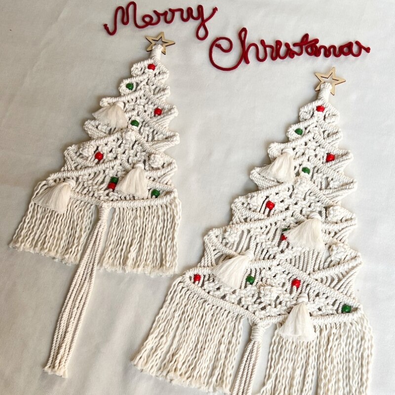 Macrame Christmas Tree White Pine Tree Christmas Wall Hanging Boho Christmas Decor Farmhouse Xmas Decor Unique Christmas