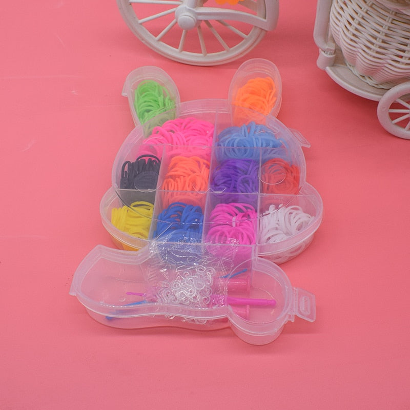 Loom Bands Toys for Children Lacing Toy Elastic Rubber Band for Weaving Bracelets Rabbit Diy Set Needlework Fine Motor Skills