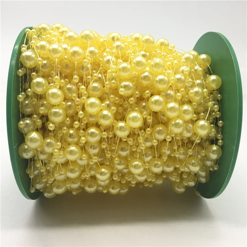 5yards Fishing Line Artificial Pearls Beads Chain Garland Flowers Wedding Christmas Decoration Brides Headgear 3mm 8mm Beads