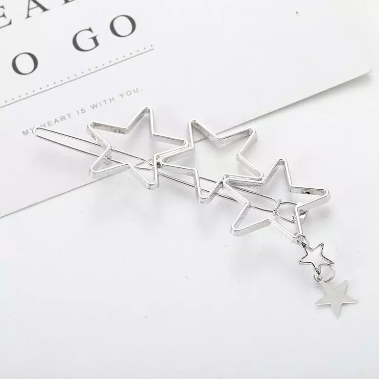 Metal Leaf Hair Clip Barrettes Hairpin Barrette Hair Claws Women Girls Trend Charm Moon Round Triangle
