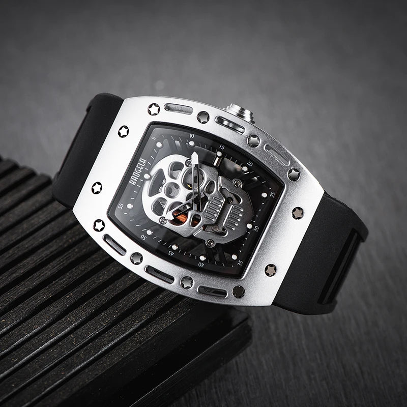 Baogela Pirate Skull Style Men Watch Silicone Luminous Quartz Watches Military Wateproof Skeleton Wristwatch for Man 1612