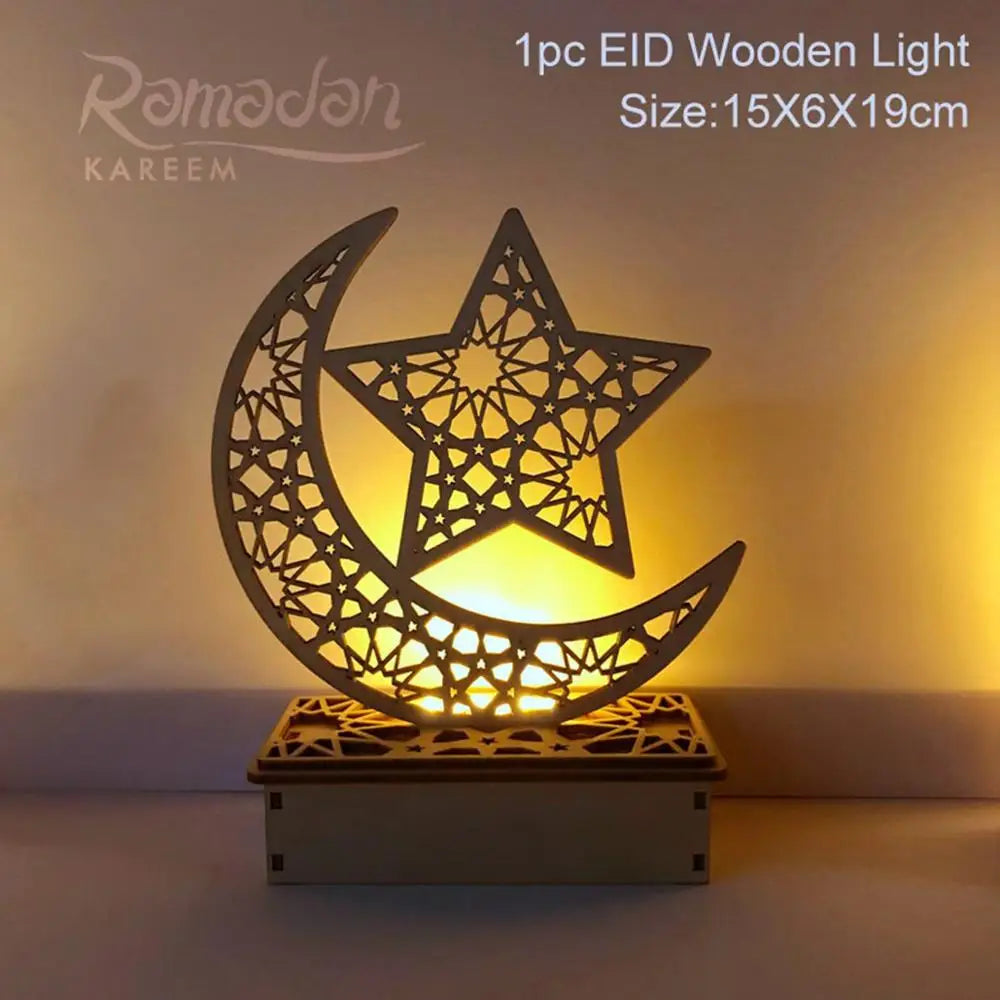 Fengrise Wooden EID Mubarak Decor 2023 Happy Ramadan Decor for Home Islamic Muslim Party Supplies Ramadan Kareem Eid Al Adha