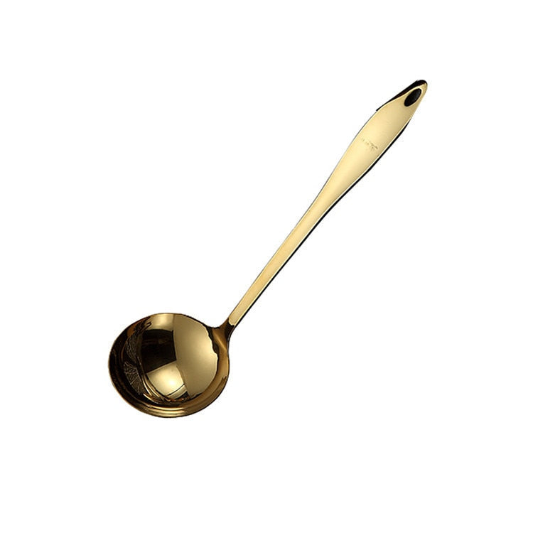1PC Gold Stainless Steel Cooking Tools Spoon Fried Shovel Colanda Whitefly Cocina Utensilios Spatula Ladle Spatula Kitchenware