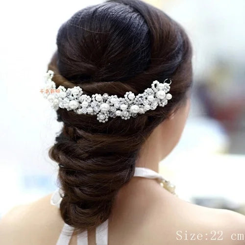 Rhinestone Crystal Headbands Wedding Hair Accessories Bridal Pearl Headband Pearl Hair Band Handmade Bridal Head Jewelry