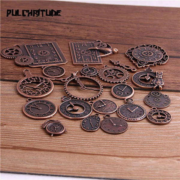 10pcs Vintage Metal Zinc Alloy Mixed Four Clock Pendant Charms Steampunk Clock Charms for Diy Jewelry Making
