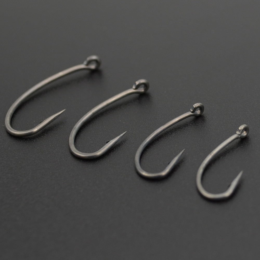 100pcs Coating High Carbon Stainless Steel Barbed Carp Fishing Hooks Pack With Retail Original Box 8003