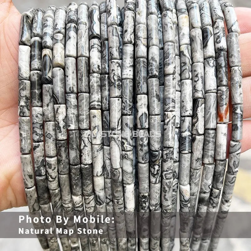 4*13mm Natural Stone Agate Jasper Turquoise Tube Shaped Beads Loose Cylindrical Bead for Jewelry Making DIY Bracelet Accessory
