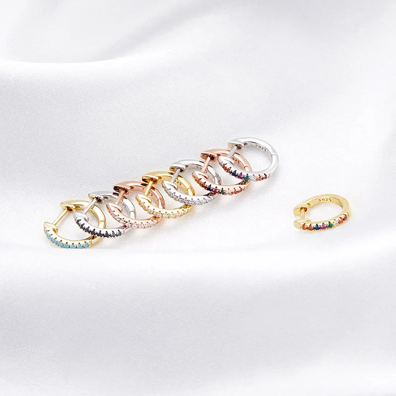 WOSTU 925 Sterling Silver Classic Round Silver Hoop Earrings Authentic Clear Zircon Earrings for Women Jewelry CQE498