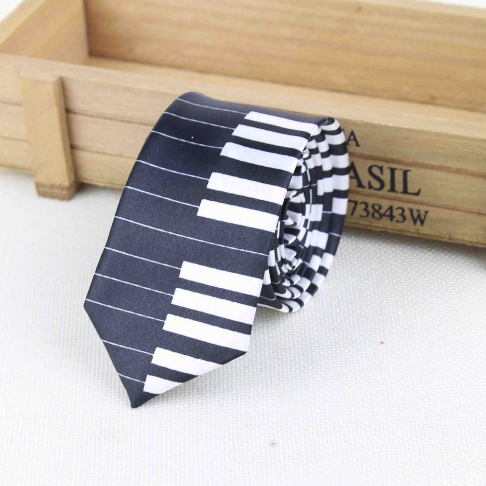 Men's Fashion Neckties Helloween Festival Christmas Tie Soft Designer Character Necktie Music Score Piano Guitar