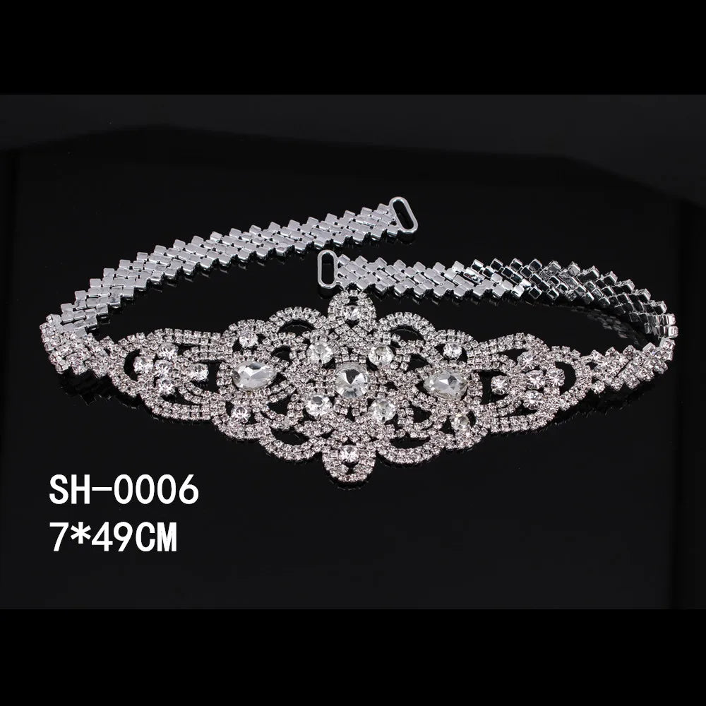Handmade Silver Bridal Belt Rhinestone Waistband Applique for Evening Prom Dresses Wedding Decoration White Beige Sash Ribbon