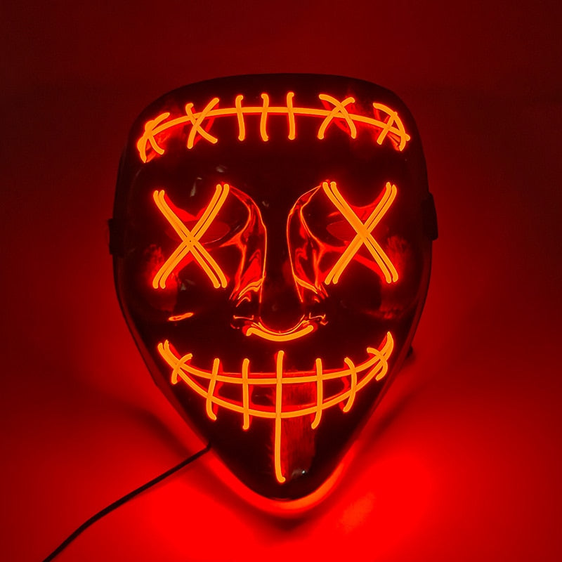 Halloween Carnival Party Costume Decoration Luminous LED Mask Halloween Mask LED Maske Light Up Party Masks for Glow Party
