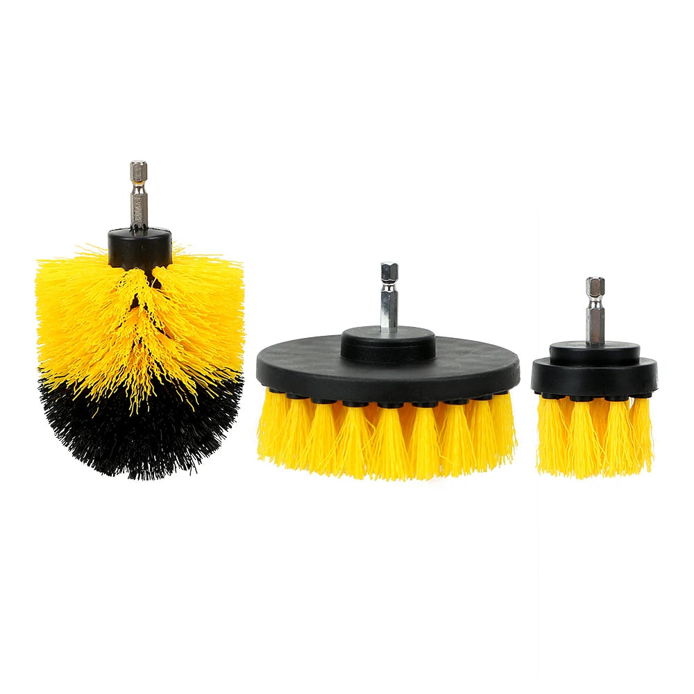 3pcs/Set Car Cleaning Tool Auto Detailing Cleaning Hard Bristle Car Auto Care Car Brush Drill Scrubber Brush Kit