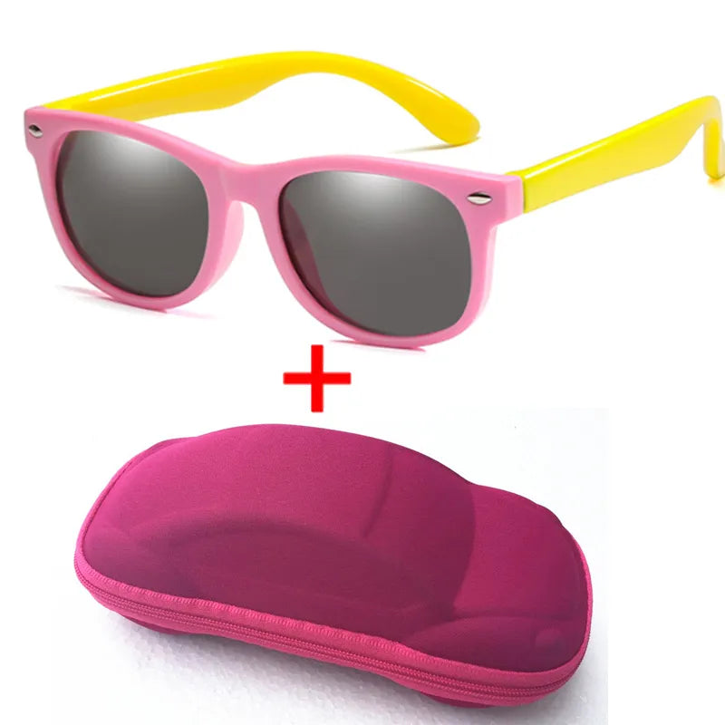 WarBlade Children Polarized Sunglasses Boys Girl Baby Silicone Safety Kids Sun Glasses 100% UV400 Eyewear Child Oculos With Case