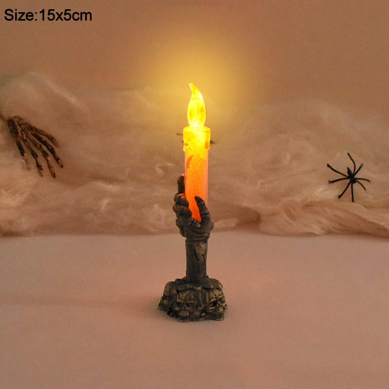 Halloween Led Candle Light Skeleton Ghost Hand Light Horror Props Halloween Party Decoration Supplies Kids Toy