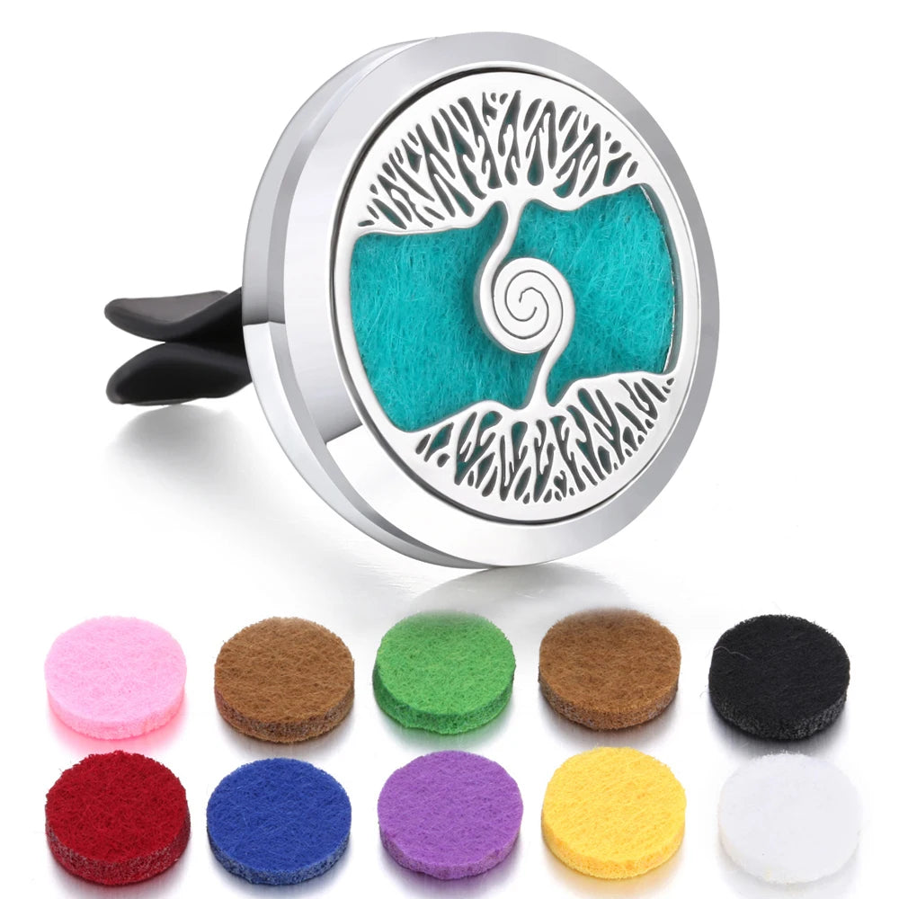 Aromatherapy Jewelry Car Perfume Diffuser Clip 30mm Flower Tree of Life Perfume Essential Oil Diffuser Locket Pendant Necklace