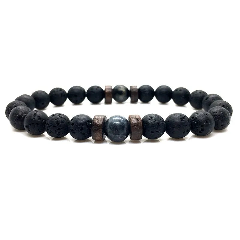 Men Bracelet Natural Moonstone Bead Tibetan Buddha Bracelet Chakra Lava Stone Diffuser Bracelets Men Jewelry