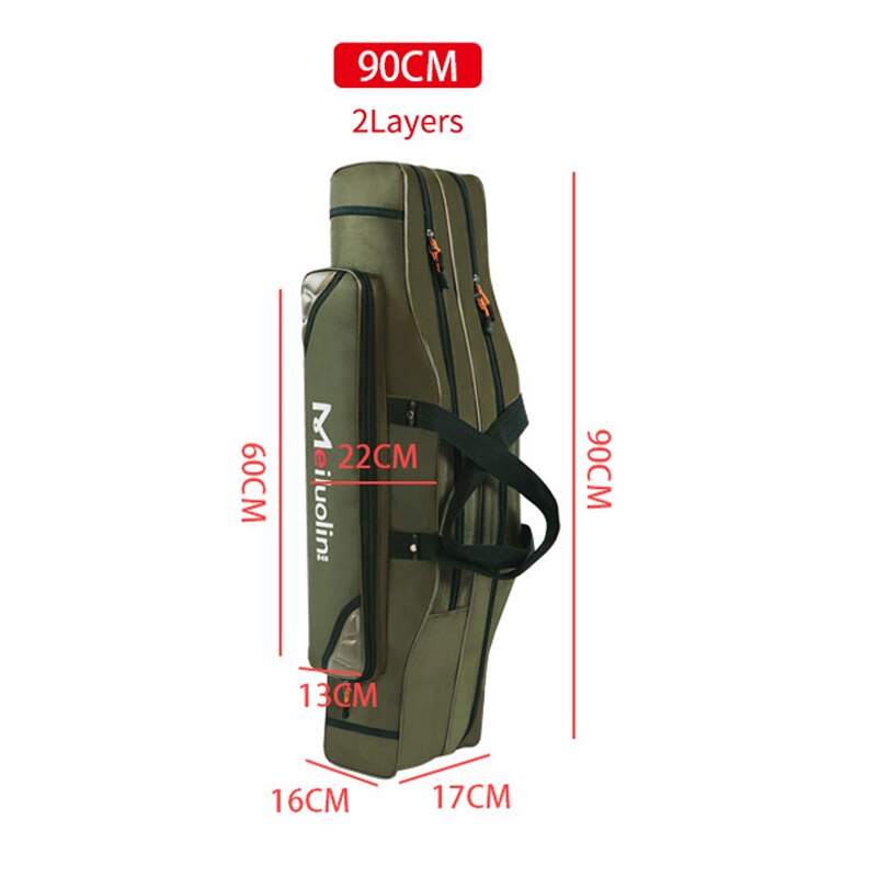 Oxford Fishing Bag Thicken 2/3 Layers 120cm Portable Fishing Tackle Bag Folding Fishing Rod Handbag Big Capacity Backpack XA115G