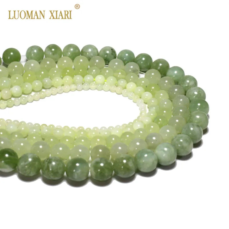 Fine AAA Natural Round New Green Jade Stone Beads for Jewelry Making DIY Bracelet Necklace 4/6/8/10/12 Mm Strand 15''