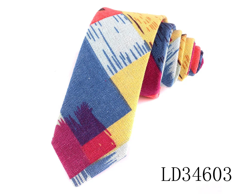 CartoonSkinny Tie for Men Women Narrow Neck Tie for Wedding Casual Cartoon Neckties Classic Suits Slim Cotton Linen Neck Ties