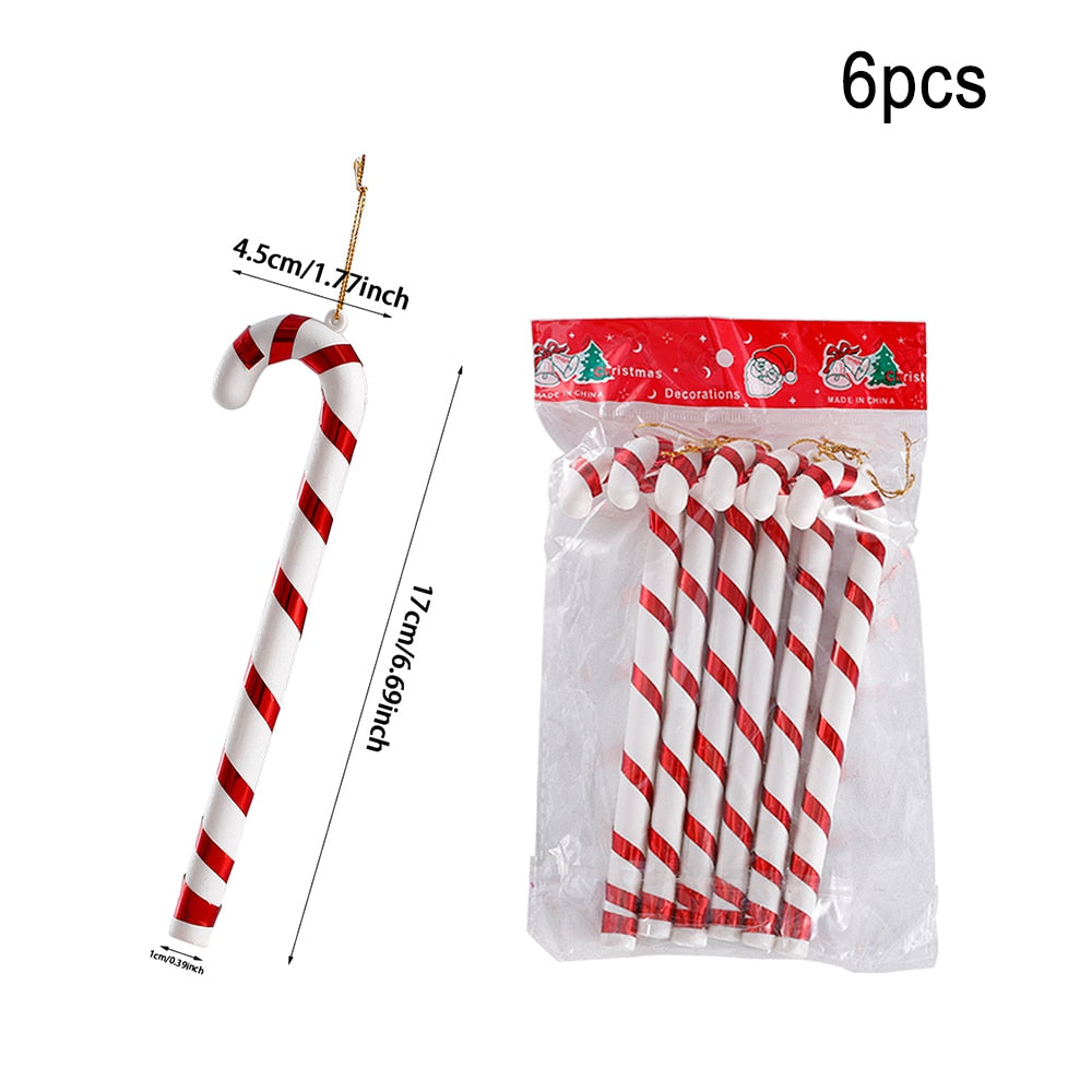 Multi Size Red and White Christmas Candy Canes Christmas Balls Christmas Tree Pendant Family Christmas Decoration New Year