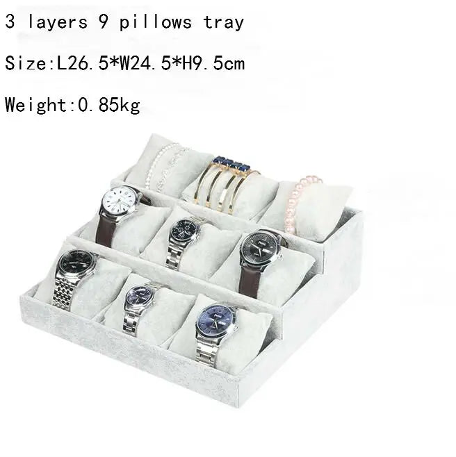 High Level Gray Velvet Ring Bracelet Necklace Watch Pendant Stud Earring Hand Catenary Jewelry Tray Plate Holder Display Packing