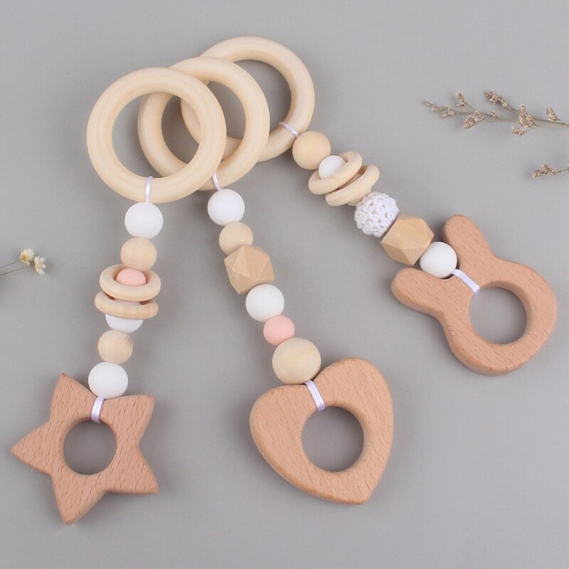 3 Pcs/Set Nordic Baby Gym Frame Game Pendants Sensory Nursery Ring-Pull Toy Wooden Clothes Rack Kids Room Decoration