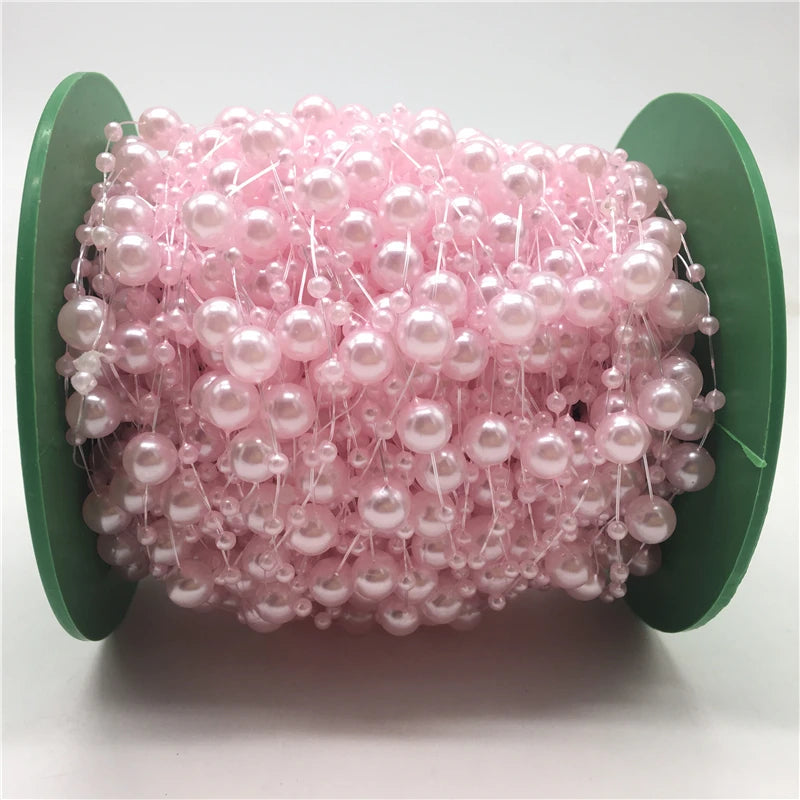 5yards Fishing Line Artificial Pearls Beads Chain Garland Flowers Wedding Christmas Decoration Brides Headgear 3mm 8mm Beads