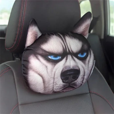 Creative 3D Printed Cat Dog Pets Face Car Headrest Car Neck Support Supplies Neck Safety Cushion Case Without Filling