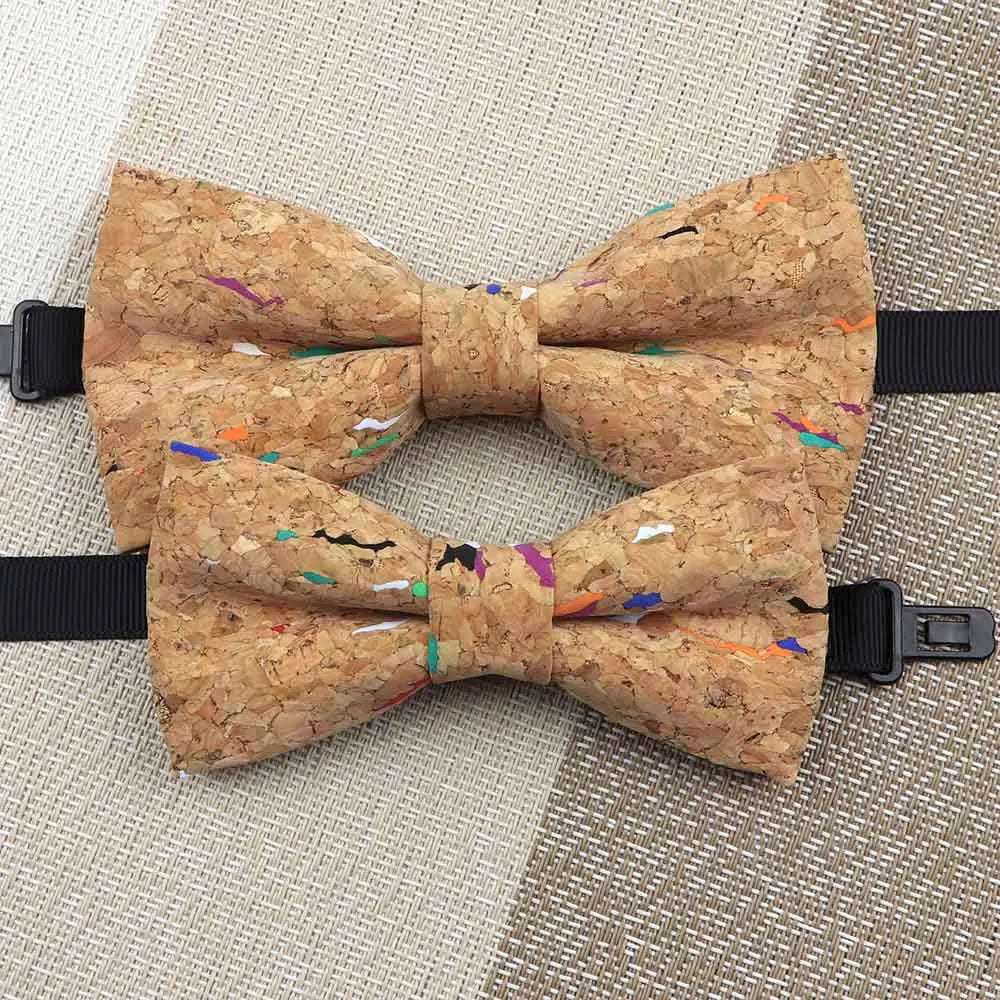 Fashion New Cork Wood Kids Bow Ties Novelty Handmade Fancy Bowtie Adjustable Butterfly Party School Children Accessories