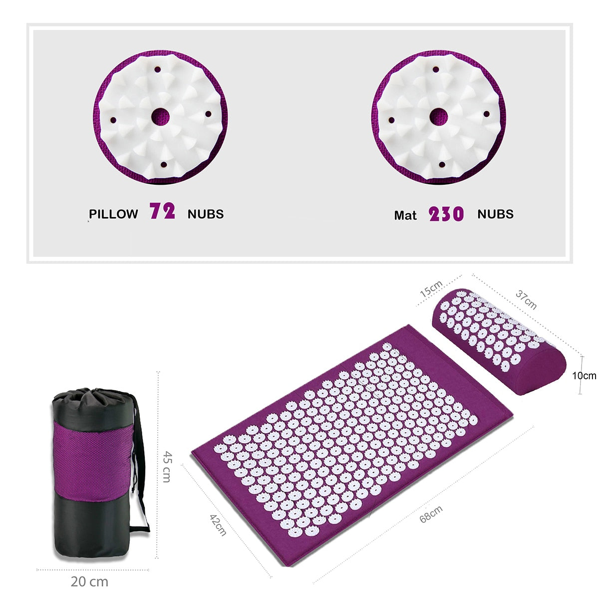 Acupressure Mat Massage Relieve Stress Back Body Pain Spike Cushion Yoga Acupuncture Mat