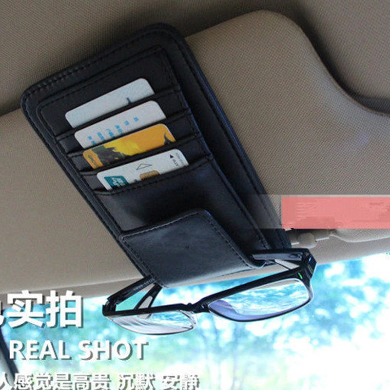 Car Vehicle Sun Visor Sunglasses Eyeglasses Glasses Holder Clip Credit Card Package ID Storage Bag With 3 Color