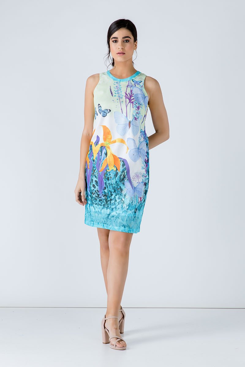 Butterfly Print Sleeveless Dress