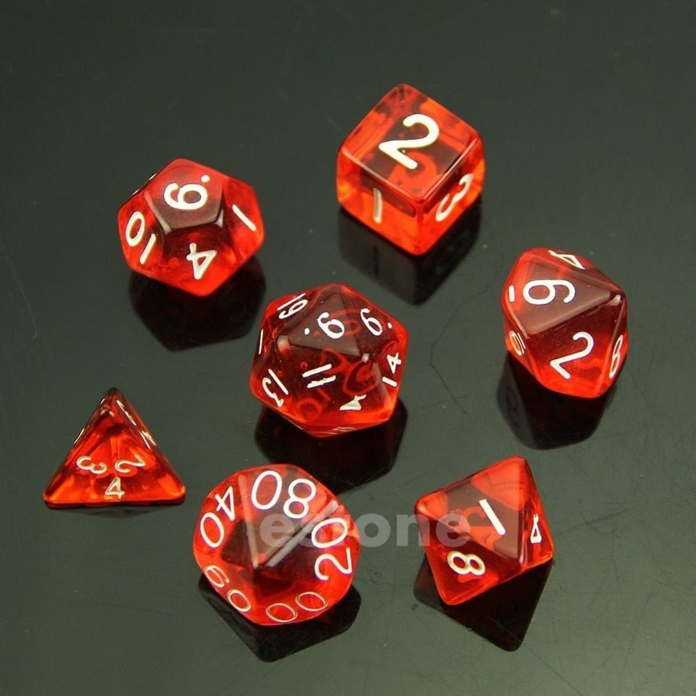 1 Set of 7 Sided Dice D4 D6 D8 D10 D12 D20 for Dice Board Game