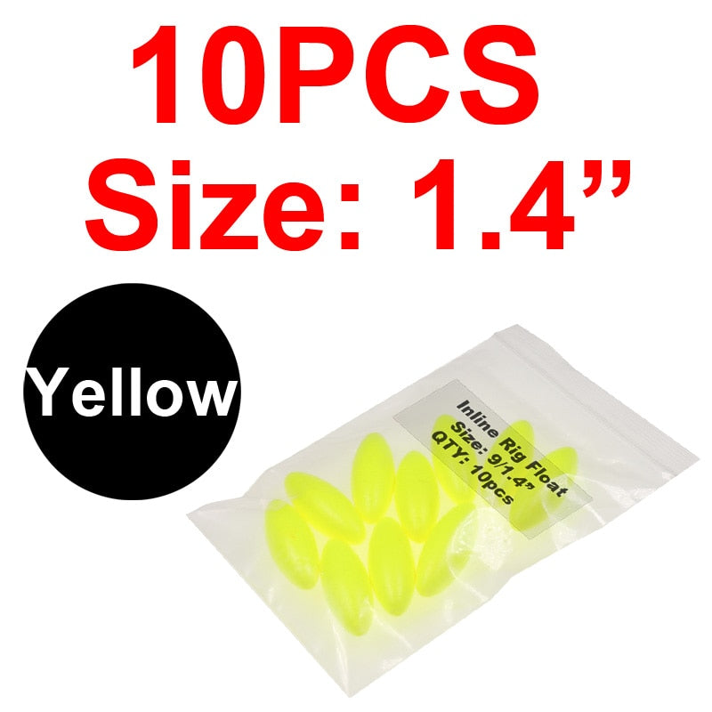 JIGEECARP 10pcs Catfish Fishing Rig Float Buoyancy Inline Bobber Float Saltwater Fishing Floats Accessories Snappers Rigs