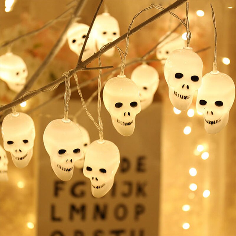 10LED Halloween Pumpkin Spider Bat Skull String Lights Lamp DIY Hanging Horror Halloween Decoration for Home Party Supplies