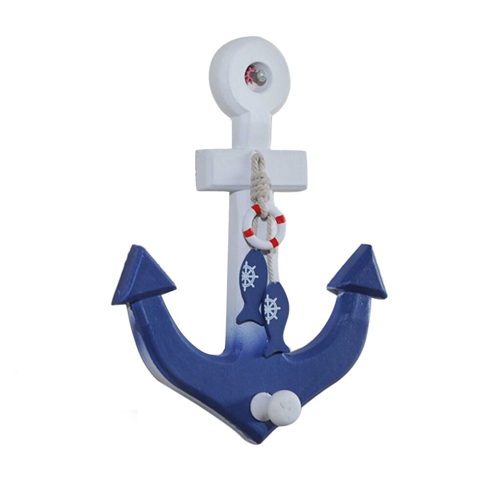 Nautical Anchor Wall Hanging Hook Buoy Fish Decor Coat Hat Door Rack