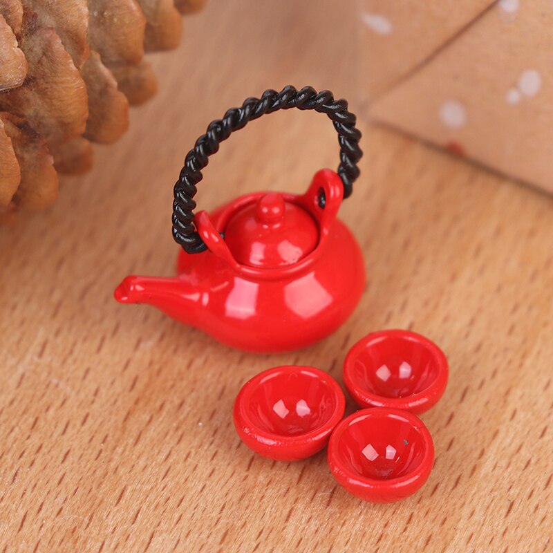 1:12 Tableware Teapot Coffee Cup Saucer Tray Plate Tea Set Pot Kitchen Decor Dollhouse Miniature Christmas Doll Accessories