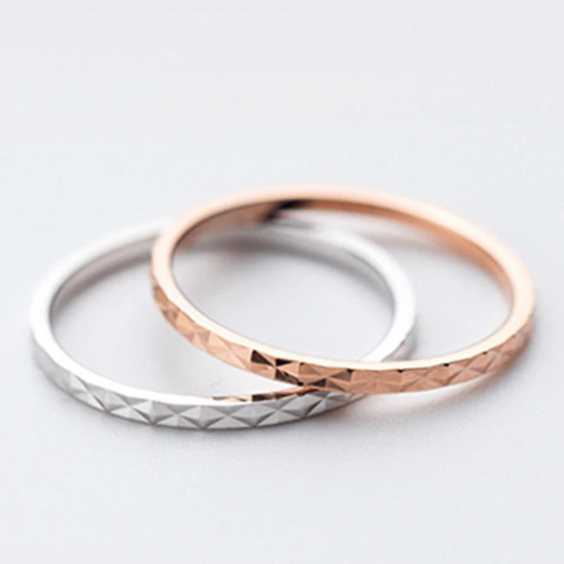 925 Sterling Silver Ring Fashion Simple Glint Gleam Fine Ring Thin Little Finger Ring for Women Jewelry