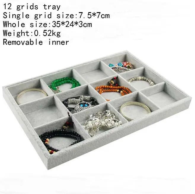 High Level Gray Velvet Ring Bracelet Necklace Watch Pendant Stud Earring Hand Catenary Jewelry Tray Plate Holder Display Packing
