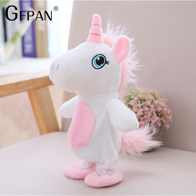 25cm Magic Unicorn Walking& Talking Stuffed Animal Horse Toy Sound Record Unicorn Plush Fantasy for Kids