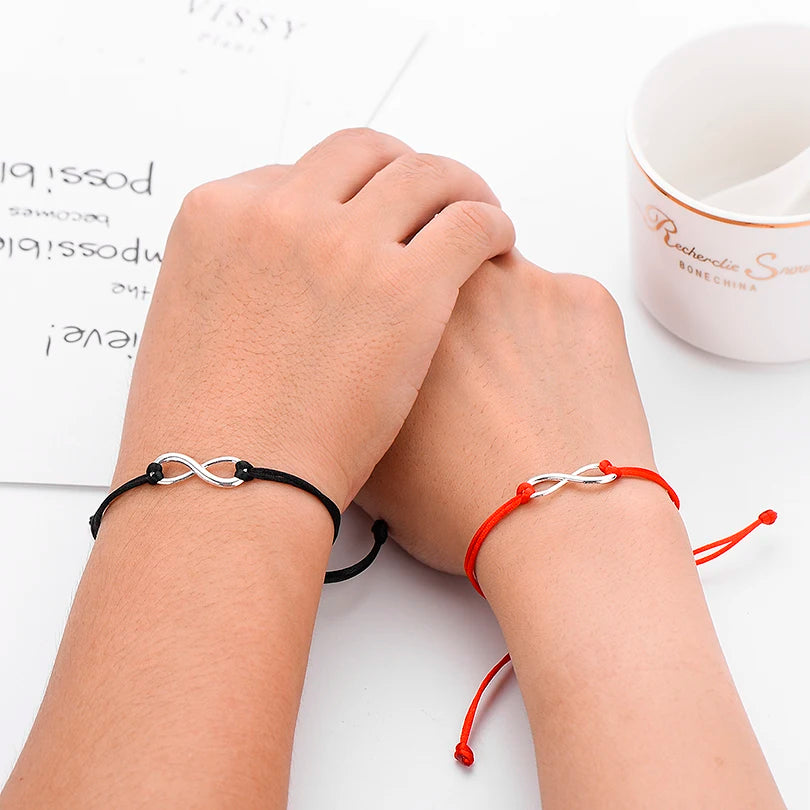 Pipitree 2pcs/Set Together Forever Love Infinity Bracelet for Lovers Red String Couple Bracelets Women Men's Wish Jewelry