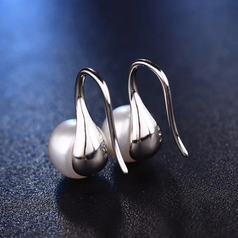 HENGSHENG Trendy Jewelry Earrings 8-9mm Black 100% Nature Freshwater Pearl Earring for Women 925 Silver Earrings
