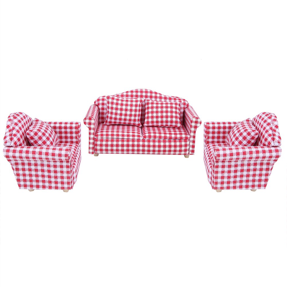 1/12 Miniature Sofa Simulation Dollhouse Sofa Living Room Furniture Children Doll House DIY Pretend Play Role Toys
