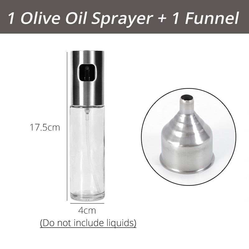 Olive Oil Sprayer Dispenser for Bbq/Cooking/Vinegar Glass Bottle With Leak-Proof, Spice Drops Jar Seasoning Kitchen Tools