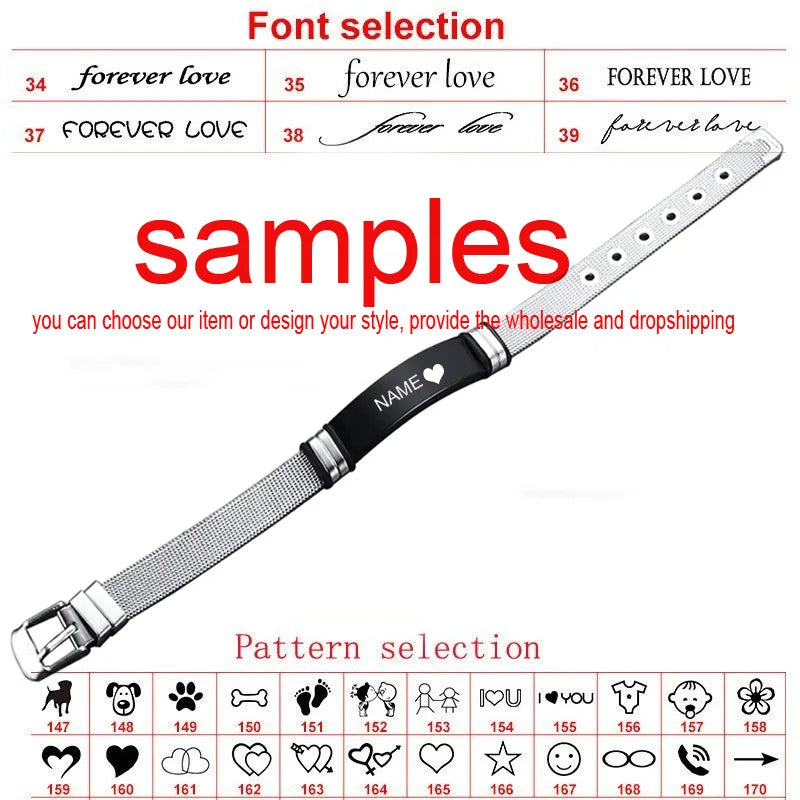 Meaeguet Personalized Bangle Men's Slide Mesh Bracelet Customized Name Wristband Stainless Steel Male Bileklik Pulseira
