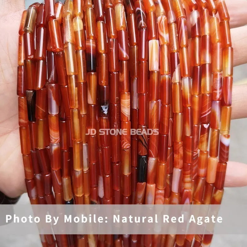 4*13mm Natural Stone Agate Jasper Turquoise Tube Shaped Beads Loose Cylindrical Bead for Jewelry Making DIY Bracelet Accessory