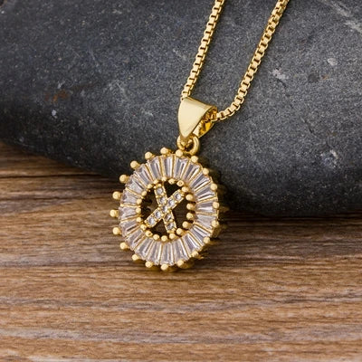Nidin Women Girls Initial Letter Necklace 26 Letters Charm Family Name Pendant Copper Zircon Jewelry
