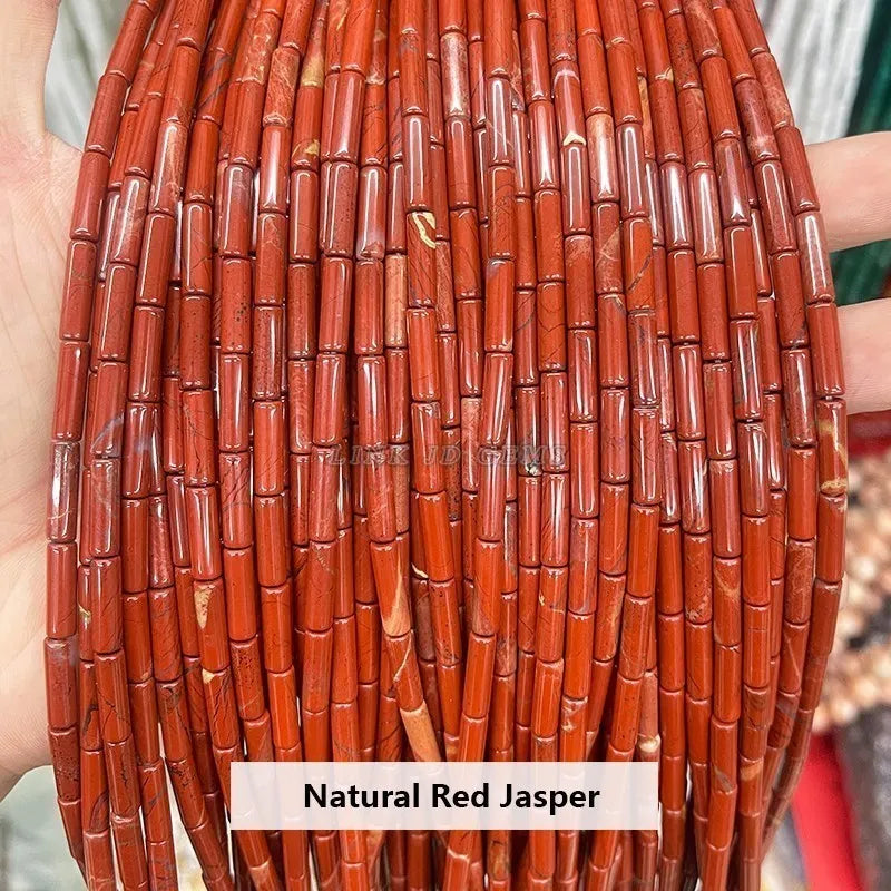 4*13mm Natural Stone Agate Jasper Turquoise Tube Shaped Beads Loose Cylindrical Bead for Jewelry Making DIY Bracelet Accessory