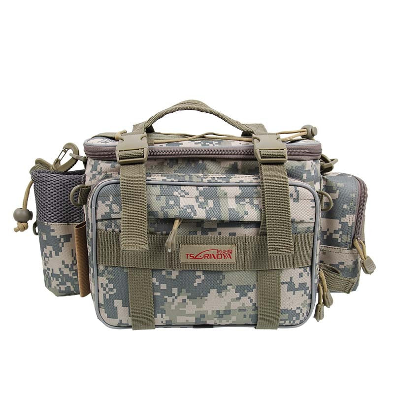 TSURINOYA Multifunction Fishing Bag Y7 19*15*40cm High Capacity Fishing Tackle Lure Bag Shoulder Bag Canvas Waist Bag